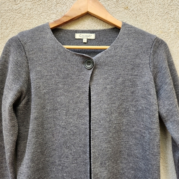 Cocogio Cardigan Women’s Small Gray Merino Wool Classic Minimalist Italy - Picture 2 of 11